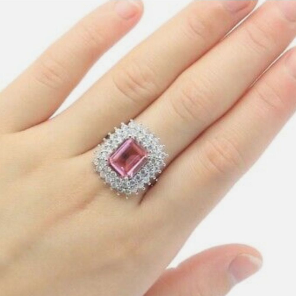 NWOT 925 Sterling Silver Pink Morganite Ring - Picture 2 of 16